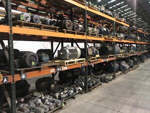 spare motors being stored on shelves