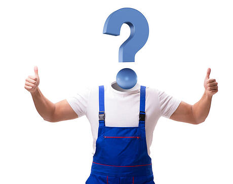 Photo of a man with a question mark for a head - confused maintenance manager