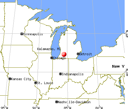 Kalamazoo location on map of Midwest