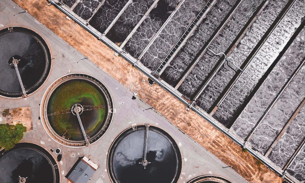 arial view of a water treatment facility