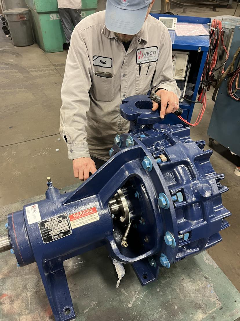 Pump being worked on by a HECO technician