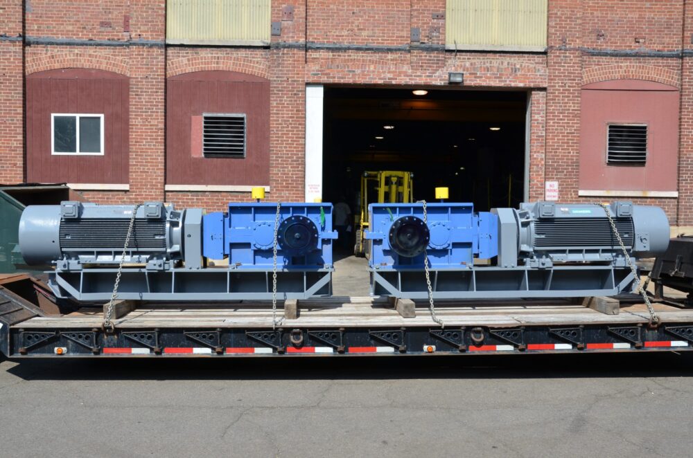 Gearboxes sitting on a truck bed