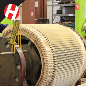 HECO technician repairing a large electric motor.